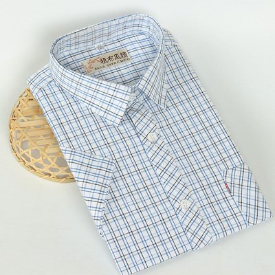 夏季新款纯棉老粗布男士短袖衬衫特价促销男士衬衣多花色包邮