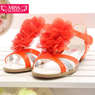  绿盒子童装 摩登小姐女童露趾小凉鞋 儿童百搭绣花凉鞋 夏装新款