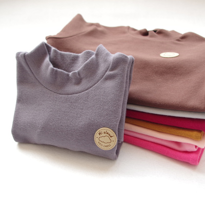 儿童半高领打底衫男童加厚莱卡纯棉保暖内衣上