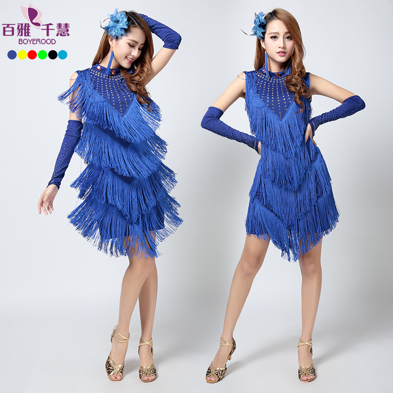 Hundred Amaran Latin dance clothing 2019 new pattern Hot stamping Fringed skirt adult Dress dance Costumein the Sports/Yoga/Fitness/Fans supplies , Dance/Aerobics/Gymnastics , Latin , Latin dance costumes category - from Buy2taobao.com to provide professional Taobao agent buy service