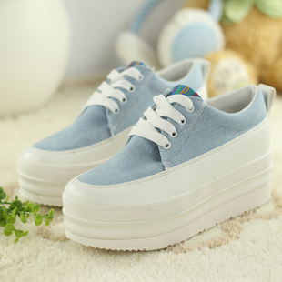  韩版新款低帮女鞋超厚底松糕帆布鞋高跟球鞋松高鞋休闲百搭学生鞋