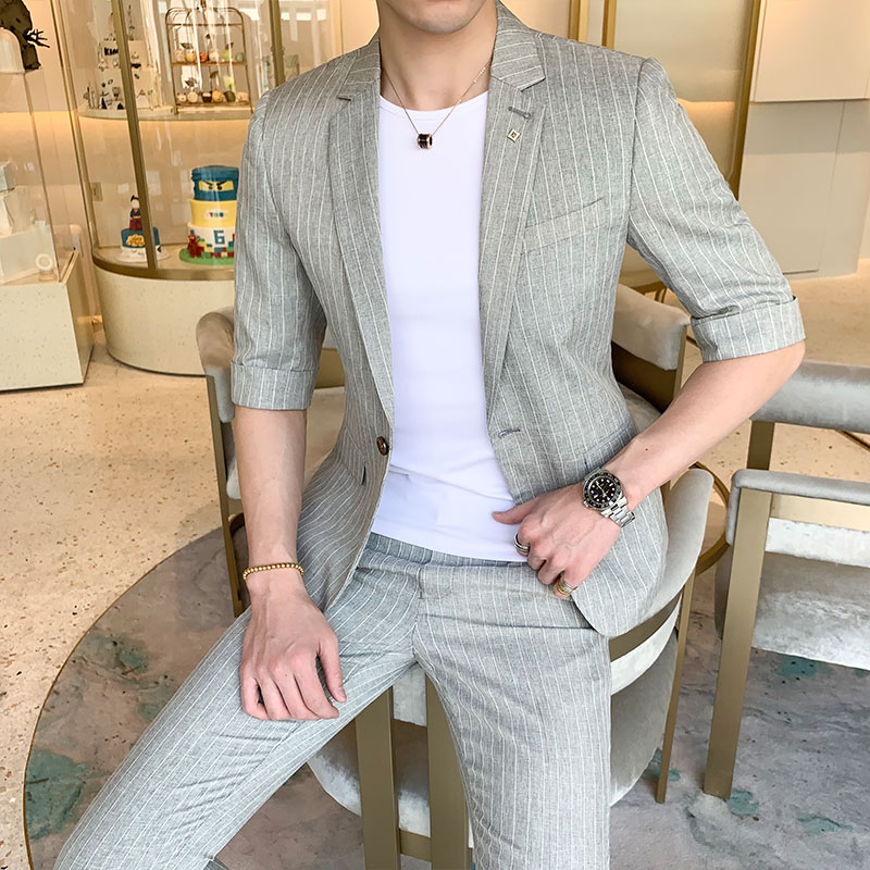 夏季男士薄款短袖西服套裝韓版修身發型師中袖小西裝DT08P160在類目 男裝, 西服套裝中 - 來自Buy2taobao.com提供專業的淘寶代購服務