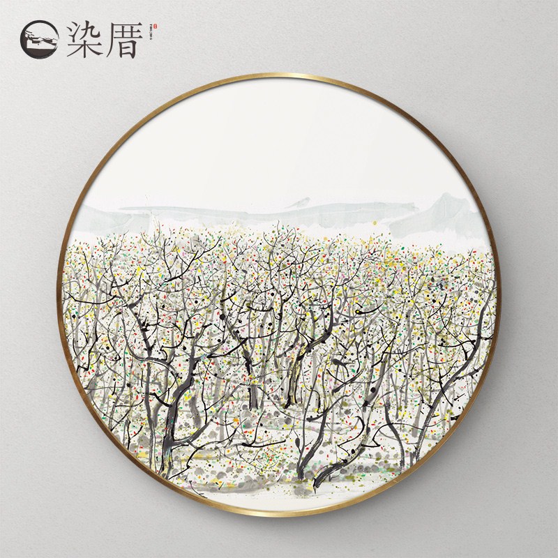 吴冠中枣林国画客厅挂画现代简约圆形装饰画玄关壁画书房靠山画er|ruв категории Домашний быт, декоративная живопись, китайская живопись - от Buy2taobao.com для оказания профессиональной услуги покупки агента Taobao