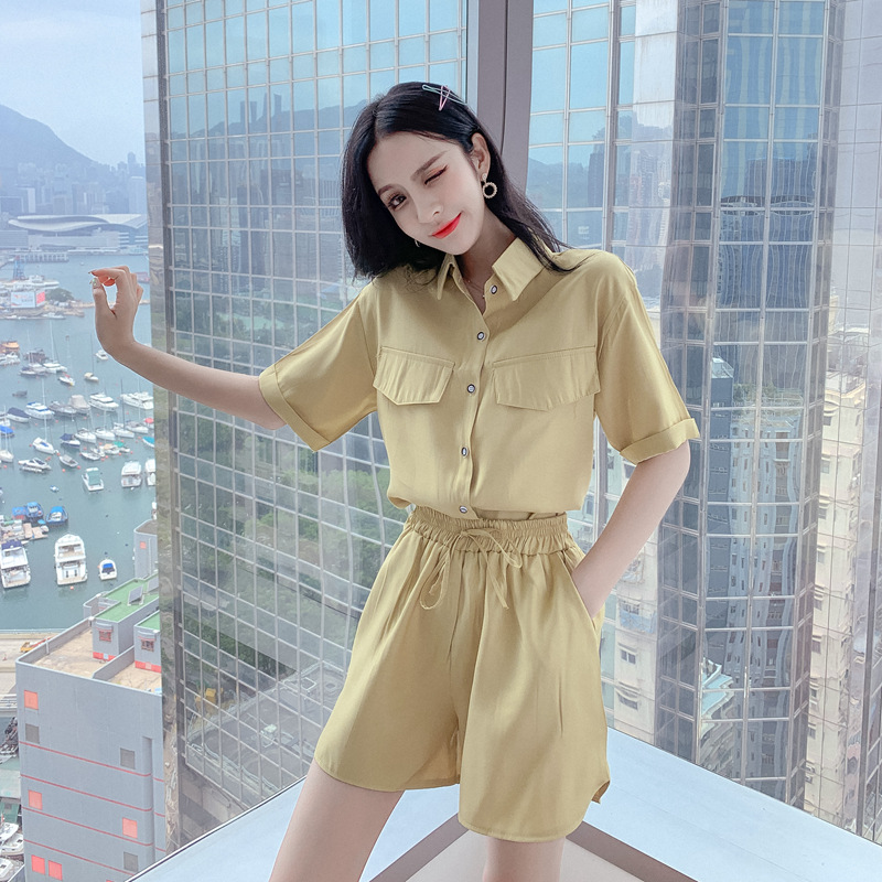 【露露】休闲套装女2019新款夏季阔腿短裤西装领衬衫上衣两件套在类目 女装/女士精品, 套装/学生校服/工作制服, 时尚套装中 - 来自Buy2taobao.com提供专业的淘宝代购服务