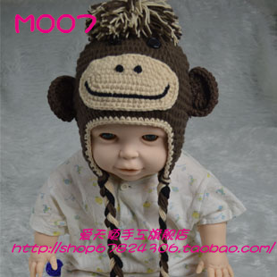 2013年最新流行欧美款手工编织宝宝帽 猴子造