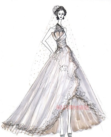 服装设计效果图 代<em>画</em>婚纱<em>礼服</em>设计<em>手稿</em> 淘宝原