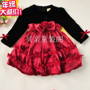  春装新款儿童宝宝公主裙女童装长袖连衣裙子韩版蝴蝶结蓬蓬裙