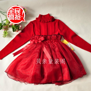  童装新年装儿童公主裙 韩版女童毛衣裙 冬裙长袖连衣裙 花童礼服