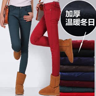  包邮冬季韩版加绒加厚大码铅笔裤棉牛仔裤显瘦打底裤女靴裤子潮冬