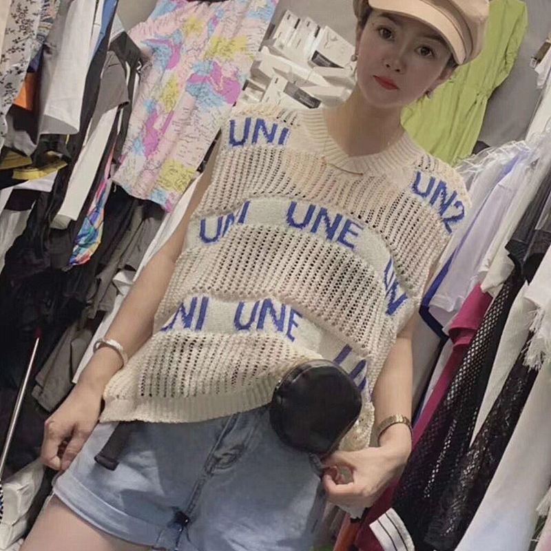 欧洲站2019夏季新款宽松糖果色字母针织网状百搭坎肩马甲女背心在类目 女装/女士精品, 马夹中 - 来自Buy2taobao.com提供专业的淘宝代购服务