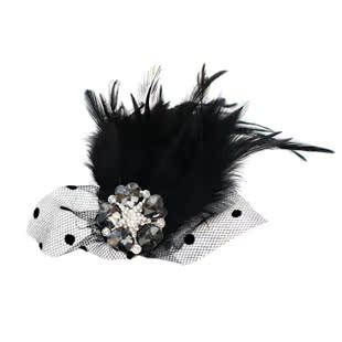  CHICATS正品 复古宫廷 黑羽毛水钻胸针 女胸章别针胸花丝巾扣饰品