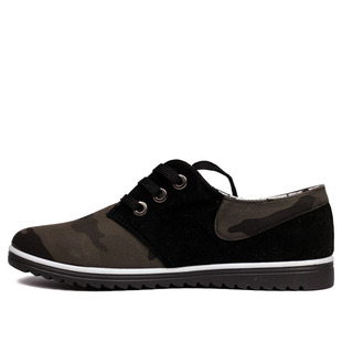  新款 板鞋男韩版迷彩格纹男士休闲鞋低帮鞋平跟军旅鞋英伦潮