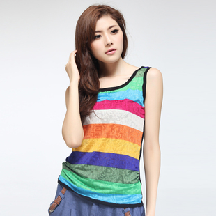 韩潮袭人 夏装新款条纹吊带衫 打底吊带背心 女 打底衫 KN037