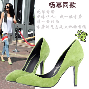  新款糖果色尖头女鞋杨幂同款高跟鞋红色婚鞋职业工作女鞋