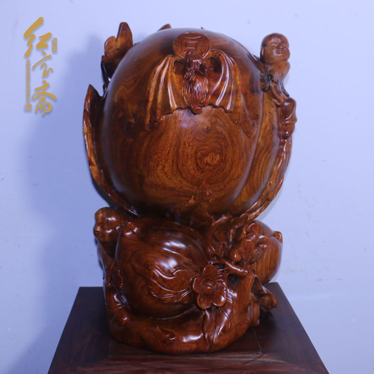 红宝斋 缅甸花梨木雕福寿工艺品寿桃 寿星祝寿礼品 童子献寿 包邮|msdalam kategori Aksesori rumah, ukiran, ukiran kayu - dari Buy2taobao.com untuk memberikan perkhidmatan ejen Taobao profesional membeli