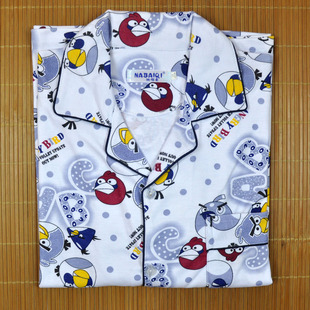  纯棉 童装男中童长袖儿童睡衣套装 春秋季卡通家居服 愤怒的小鸟