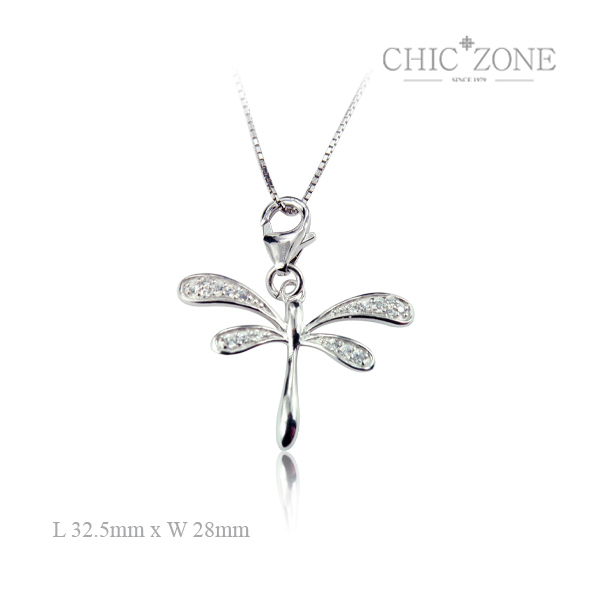 琪可尔正品CHIC ZONE韩版简约满钻蜻蜓925纯银项链吊坠ZPS09834 琪可尔正品CHIC ZONE韩版简约满钻蜻蜓925纯银项链吊坠ZPS09834