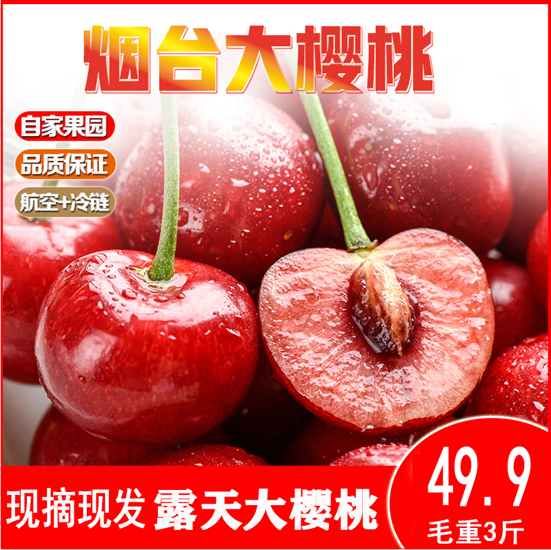 A山东烟台大樱桃 新鲜水果车厘子红灯带箱3斤/箱 现摘现发在类目 水产肉类/新鲜蔬果/熟食, 新鲜水果, 车厘子/樱桃中 - 来自Buy2taobao.com提供专业的淘宝代购服务