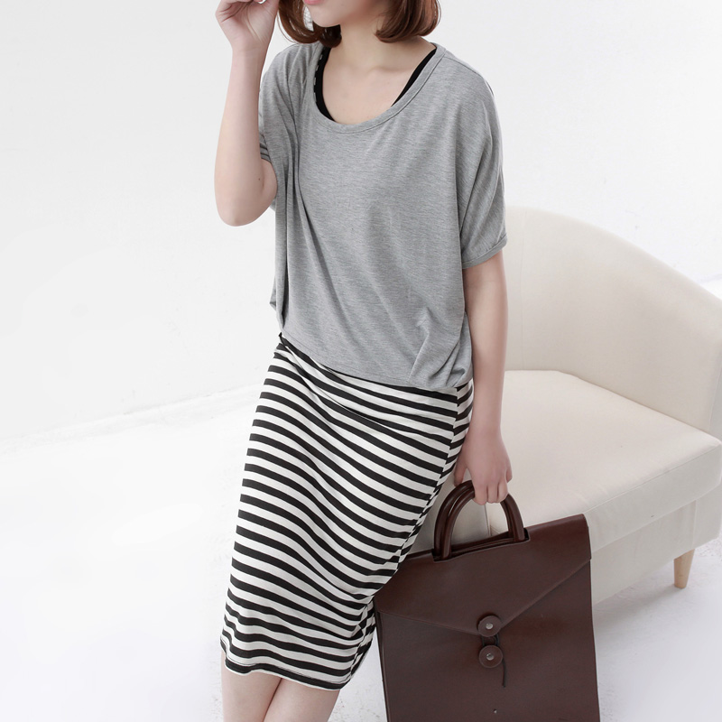 韩版圆领短袖宽松...
