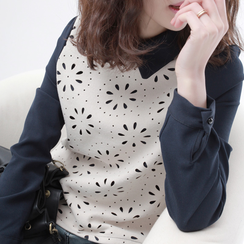 韩版复古气质拼接...