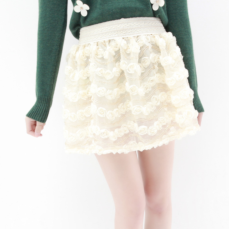 韩女装大玫瑰花朵高腰...