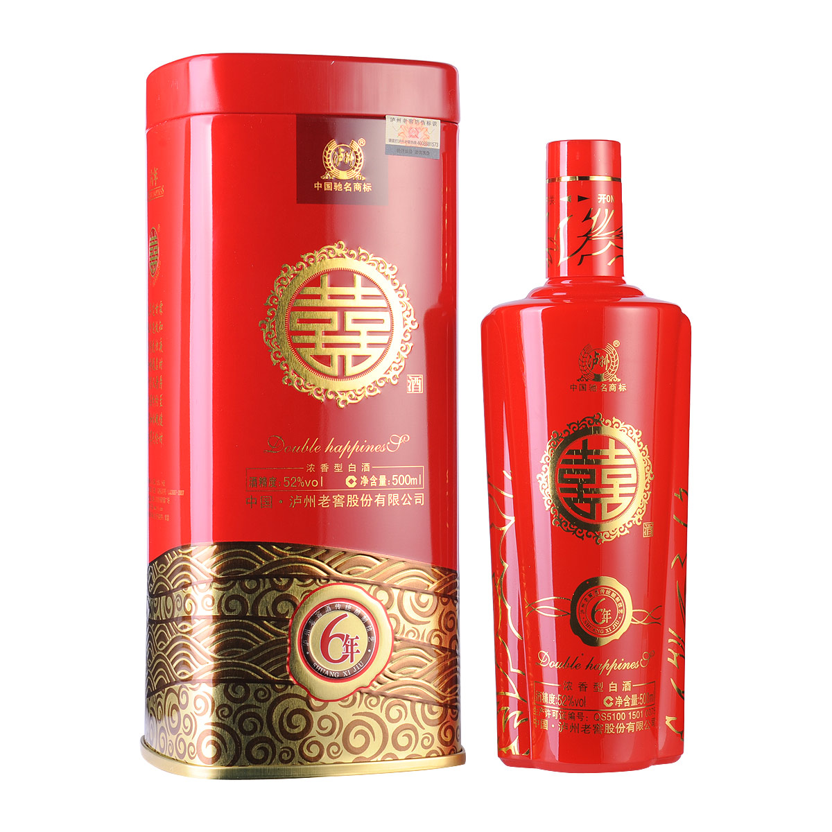 泸州老窖双喜酒6年500ml 52度 浓香型白酒 婚宴用酒 正品特价 泸州老窖双喜酒6年500ml 52度 浓香型白酒 婚宴用酒 正品特价