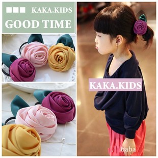  最新款 韩国丝绸大玫瑰花朵儿童发饰头饰发绳发圈发夹亲子款
