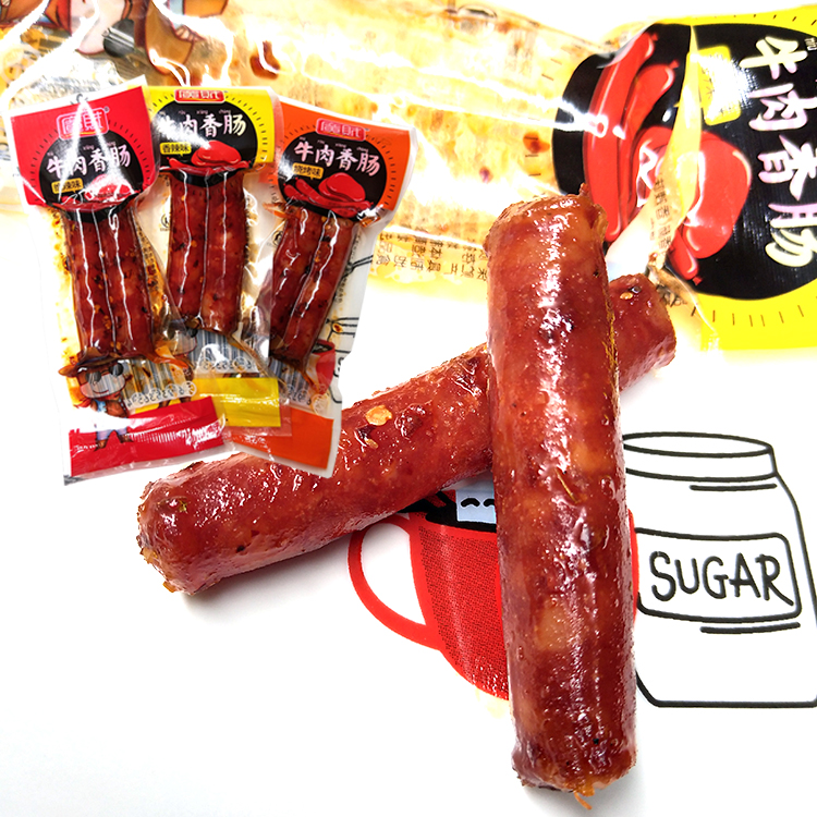重庆风味广财牛肉香肠绝辣香辣烧烤肉枣腊肠休闲麻辣零食30袋包邮在类目 零食/坚果/特产, 牛肉干/猪肉脯/卤味零食, 牛肉类中 - 来自Buy2taobao.com提供专业的淘宝代购服务
