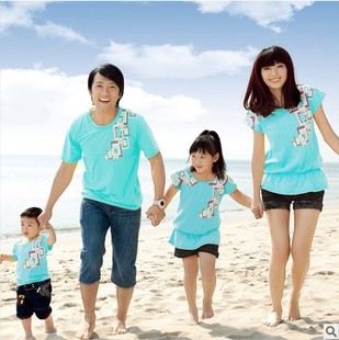  亲子装夏装全家装 亲子装夏装款 母子母女装家庭装T恤情侣装