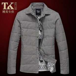  正品清仓冬季质检男士保暖羽绒衬衫外套修身轻薄羽绒服男装短款潮