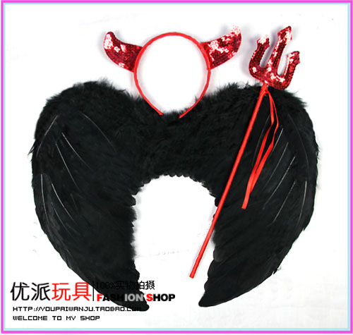 聖誕節派對表演用品化妝舞會道具黑色羽毛翅膀 cos惡魔翅膀三件套在類目 模玩/動漫/周邊/cos/桌遊, 聚會/魔術用品, 聚會用具/裝飾, 翅膀/天使棒中 - 來自Buy2taobao.com提供專業的淘寶代購服務