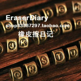  DIY饰品材料配件 复古 潘拉 粽形 三面字母 横穿孔  挂饰