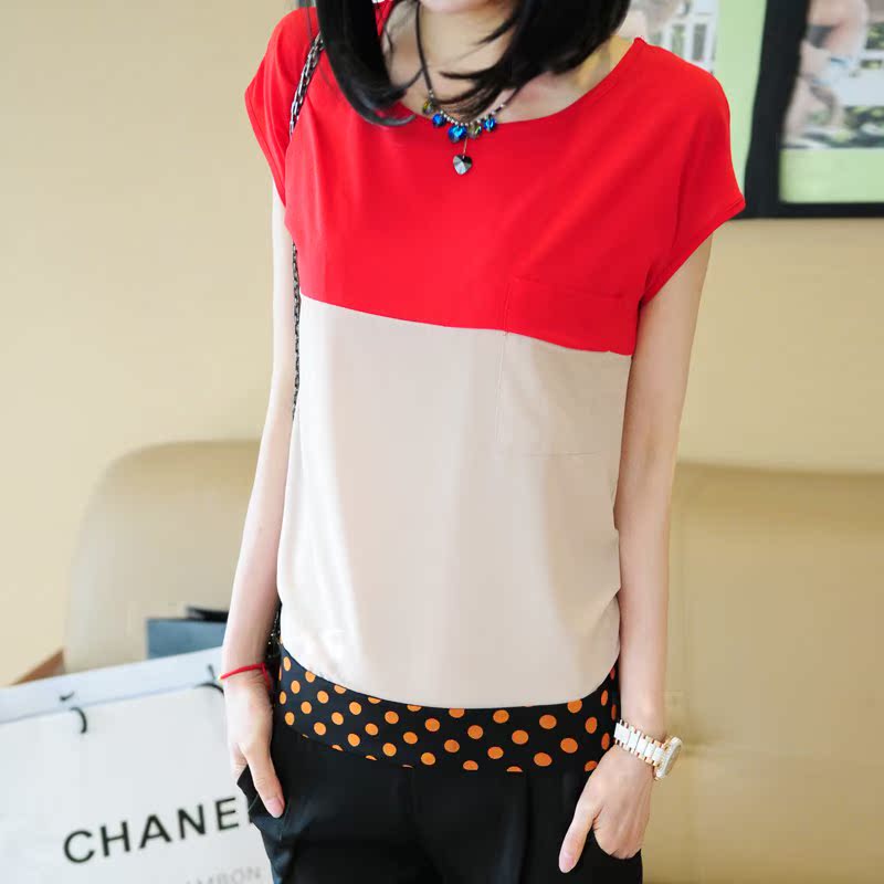 短袖雪纺韩版女...