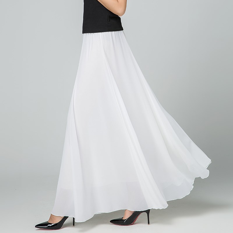 夏季新款雪纺半身裙红色长裙纯色长款大摆跳舞裙优雅女裙大码裙子在类目 女装/女士精品, 半身裙中 - 来自Buy2taobao.com提供专业的淘宝代购服务