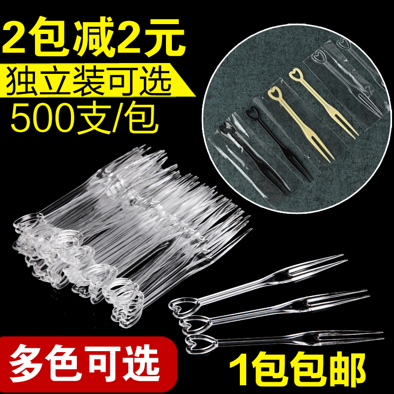 A package 500 transparent Plastic Independent Fruit sign Cake fork Dessert fork disposable Fruit forkin the Tableware , Tableware , Fruit fork/Fruit sign category - from Buy2taobao.com to provide professional Taobao agent buy service