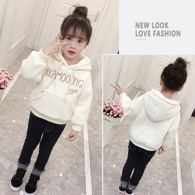 童装女童套装加绒2017新款韩版时尚儿童中大童两件套加厚卫衣冬装