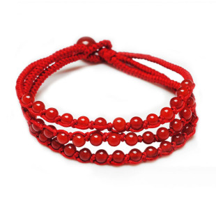  慈风阁开光蛇年本命年红绳手链黑曜石红玛瑙石榴石转运辟邪化太岁