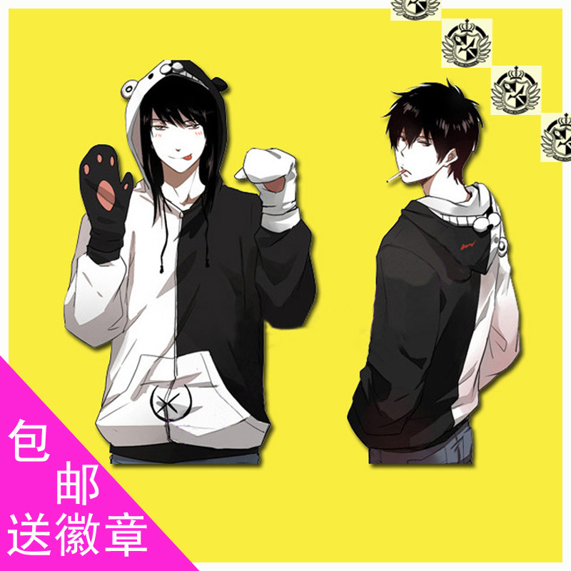 弹丸论破/弹丸轮舞/黑白熊连帽卫衣帽衫Dangan Ronpa cos上衣T恤