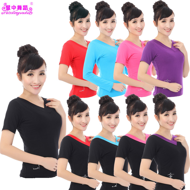 舞蹈服装 练功服 广场舞 丝光棉 双V前V领 短袖半袖上衣包邮圆领|ruв категории движение/йога/фитнес/фанаты товаров, танец/аэробика/гимнастика, латинский танец, латинский танец. - от Buy2taobao.com для оказания профессиональной услуги покупки агента Taobao