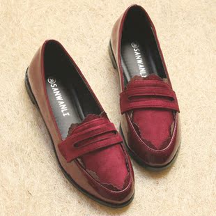  平跟单鞋休闲欧美英伦复古女鞋豆豆鞋韩版潮鞋新款瓢鞋平底鞋