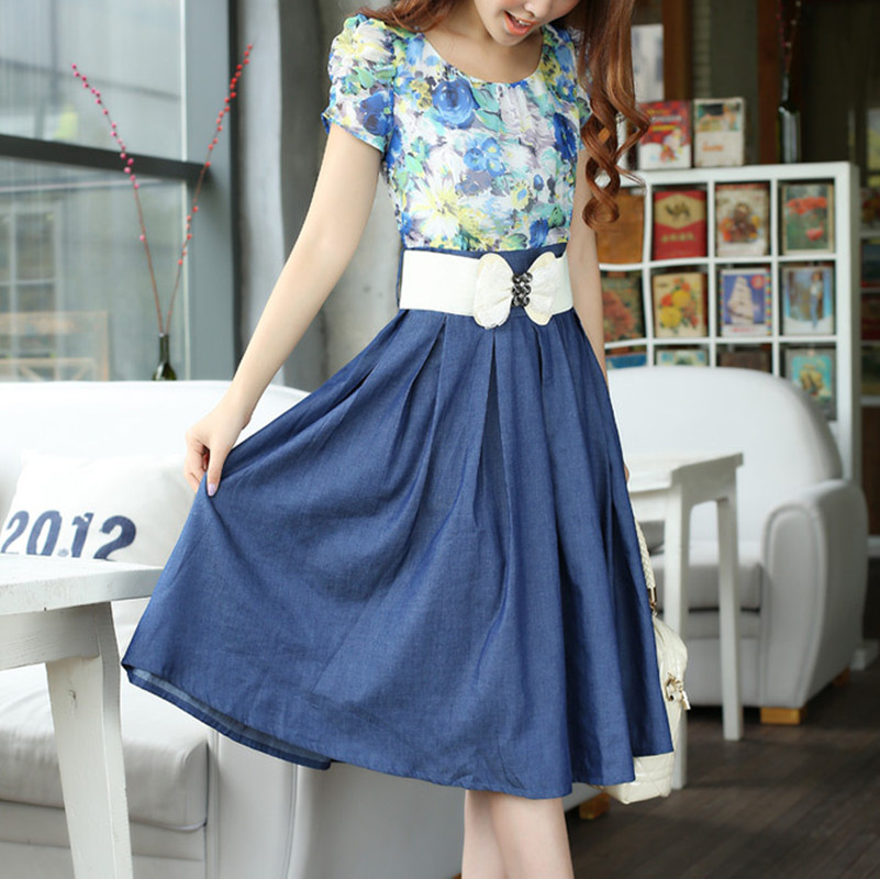 夏装雪纺裙淑女装碎花...