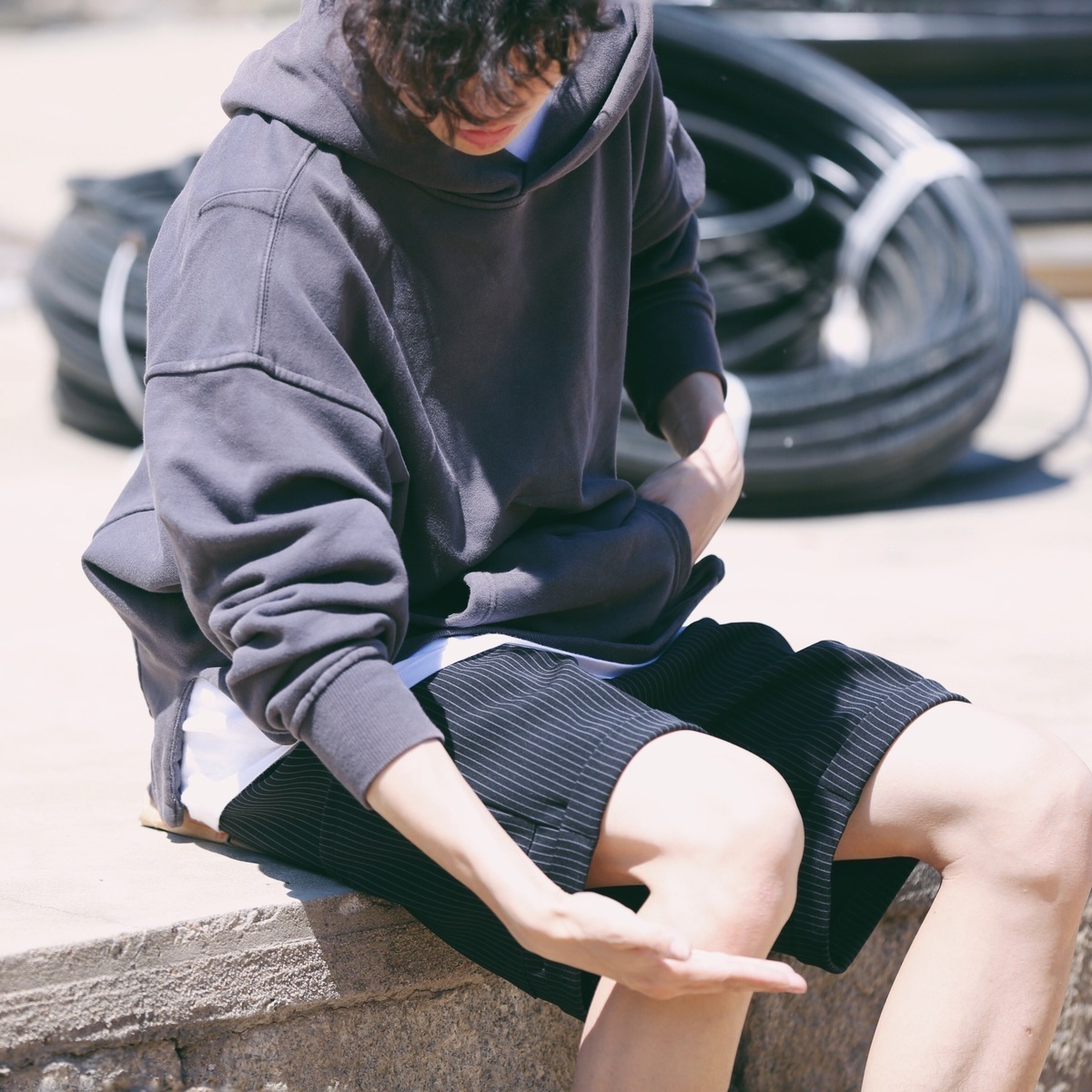 ALORS JOINTIF 19SS 定织复古条纹 功能短裤 轻量速干 中线折边|msdalam kategori Pakaian Lelaki, seluar santai - dari Buy2taobao.com untuk memberikan perkhidmatan ejen Taobao profesional membeli