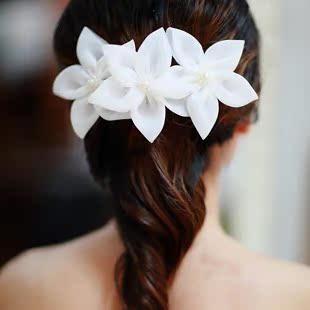  清新百合 白色花朵新娘头花头饰结婚发饰 婚纱配饰品发夹胸针两用