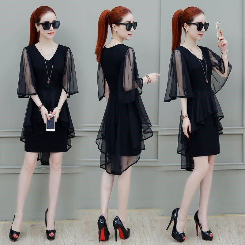 Chiffon Dress summer 2019 new pattern temperament Mid length version tender Show thin Waist longuette skirtin the Outdoor/Mountaineer/Camping/Travel Goods , Outdoor clothing , Emergency underwear , Jackets category - from Buy2taobao.com to provide professional Taobao agent buy service