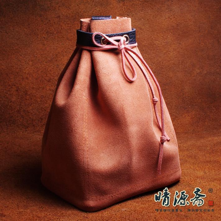 【晴源斋】手工牛皮版百宝袋 锦囊 核桃袋 手串袋 文玩袋两款包邮