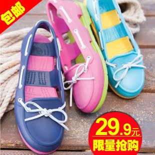  夏季新款洞洞鞋女凉拖凉鞋女鞋平底鞋果冻色鞋沙滩凉鞋花园鞋包邮