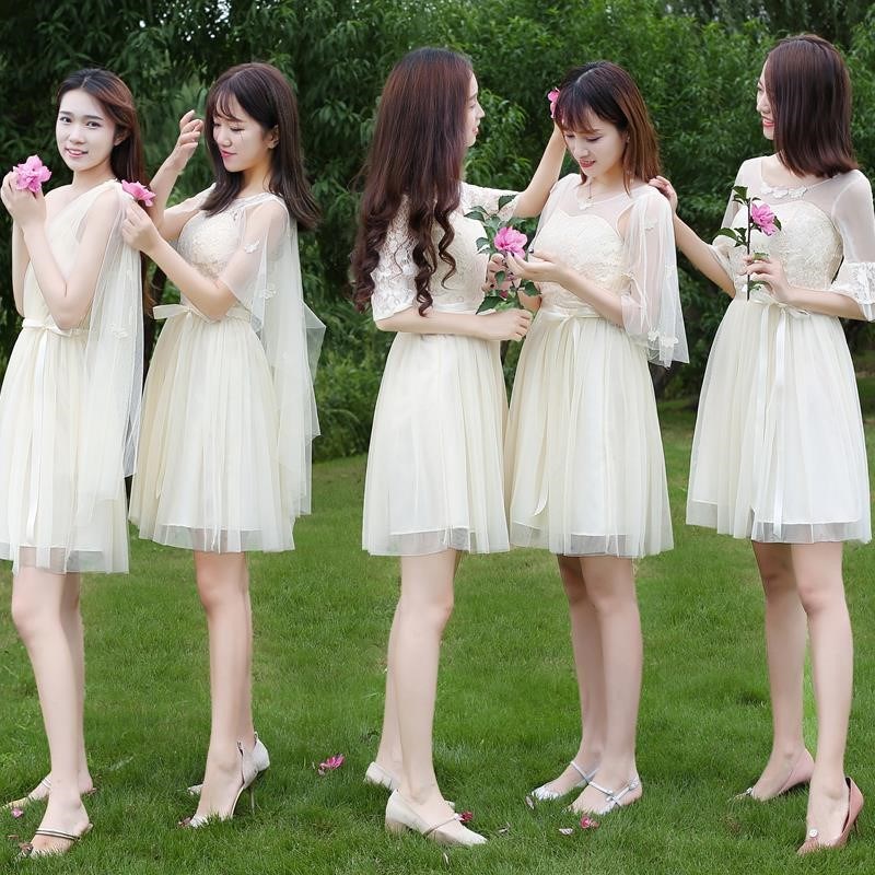 娘服2018新款姐妹短款显瘦韩版裙团宴会聚会小毕业伴娘礼服裙女|msdalam kategori Butik wanita / wanita, perkahwinan/Cheongsam/pakaian, pakaian/malam - dari Buy2taobao.com untuk memberikan perkhidmatan ejen Taobao profesional membeli