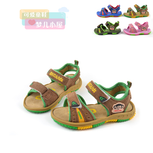  2件包邮 夏季新品儿童运动凉鞋童鞋男童女童凉鞋真皮魔术贴沙滩鞋