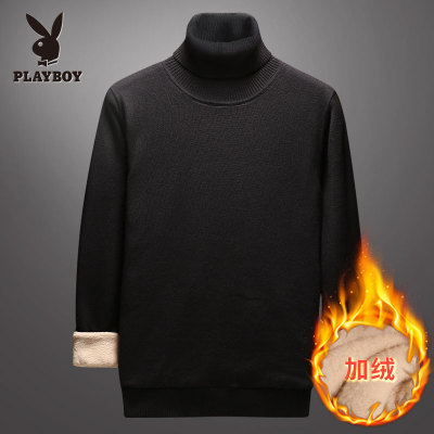 花花公子高领毛衣男冬季2017新款加绒加厚韩版针织衫男士毛衫线衣