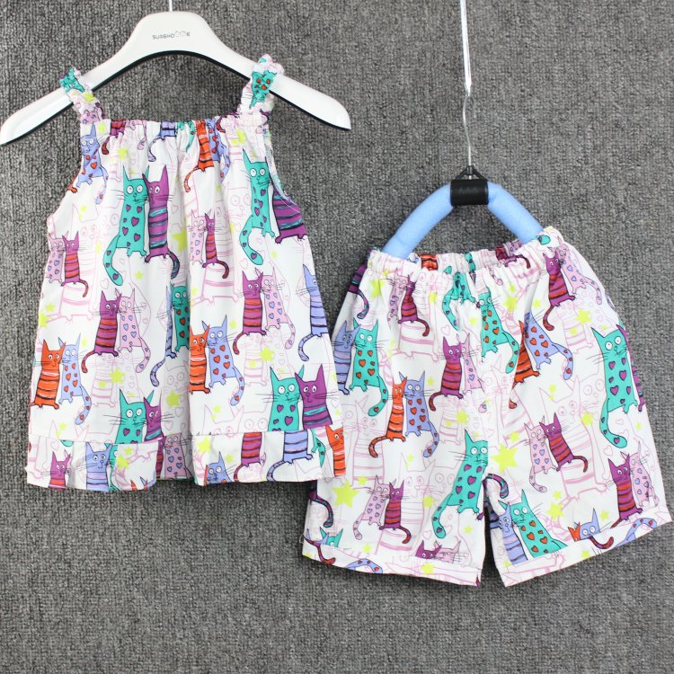 baby Cotton silk suit girl TSUMUGI Camisole Artificial cotton shorts children summer air conditionerin the Children/Baby/Family fitted , Set category - from Buy2taobao.com to provide professional Taobao agent buy service